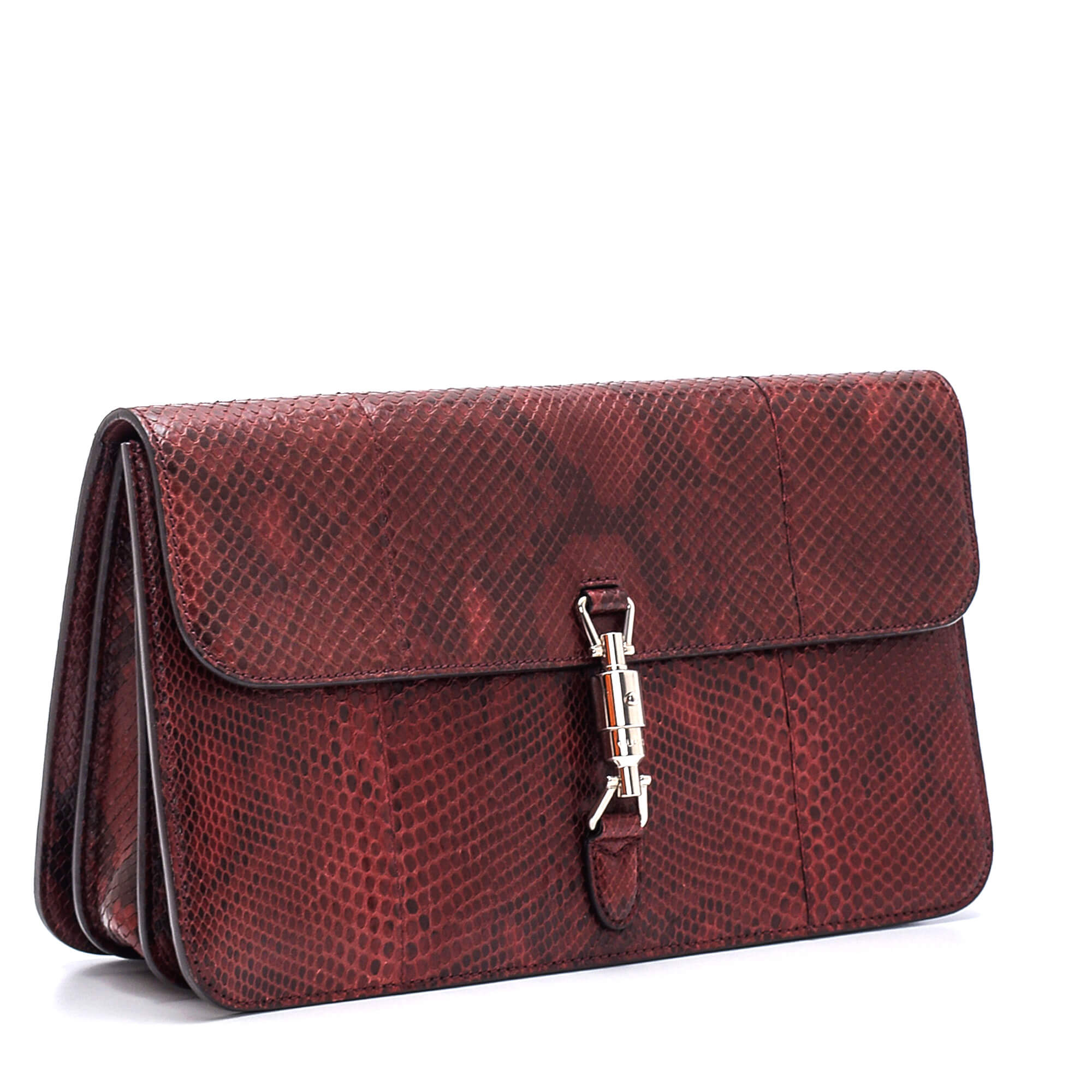 Gucci - Burgundy Leather Jackie O Oversized Clutch